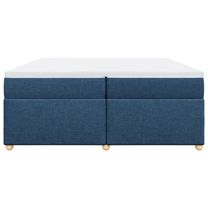 Κρεβάτι Boxspring με Στρώμα Μπλε 200x200 εκ. Υφασμάτινο