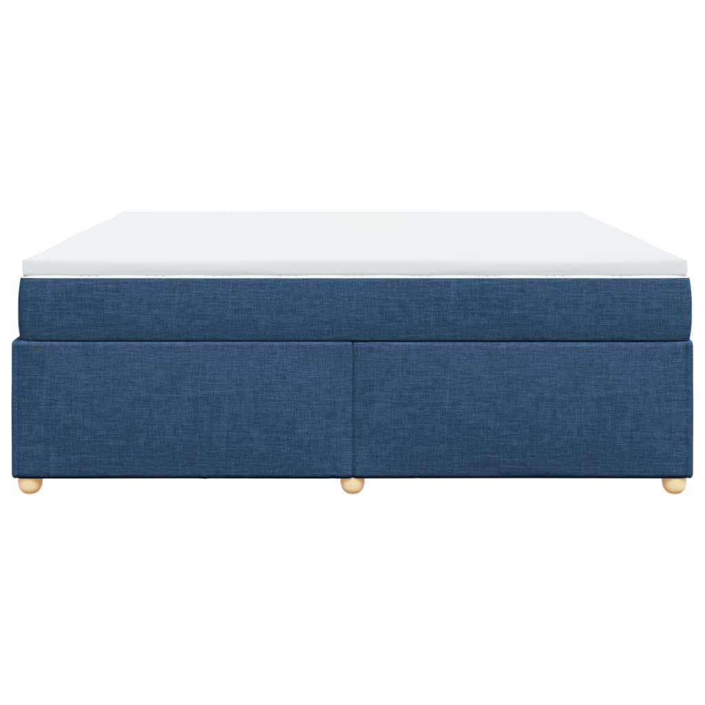Κρεβάτι Boxspring με Στρώμα Μπλε 200x200 εκ. Υφασμάτινο