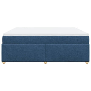 Κρεβάτι Boxspring με Στρώμα Μπλε 200x200 εκ. Υφασμάτινο