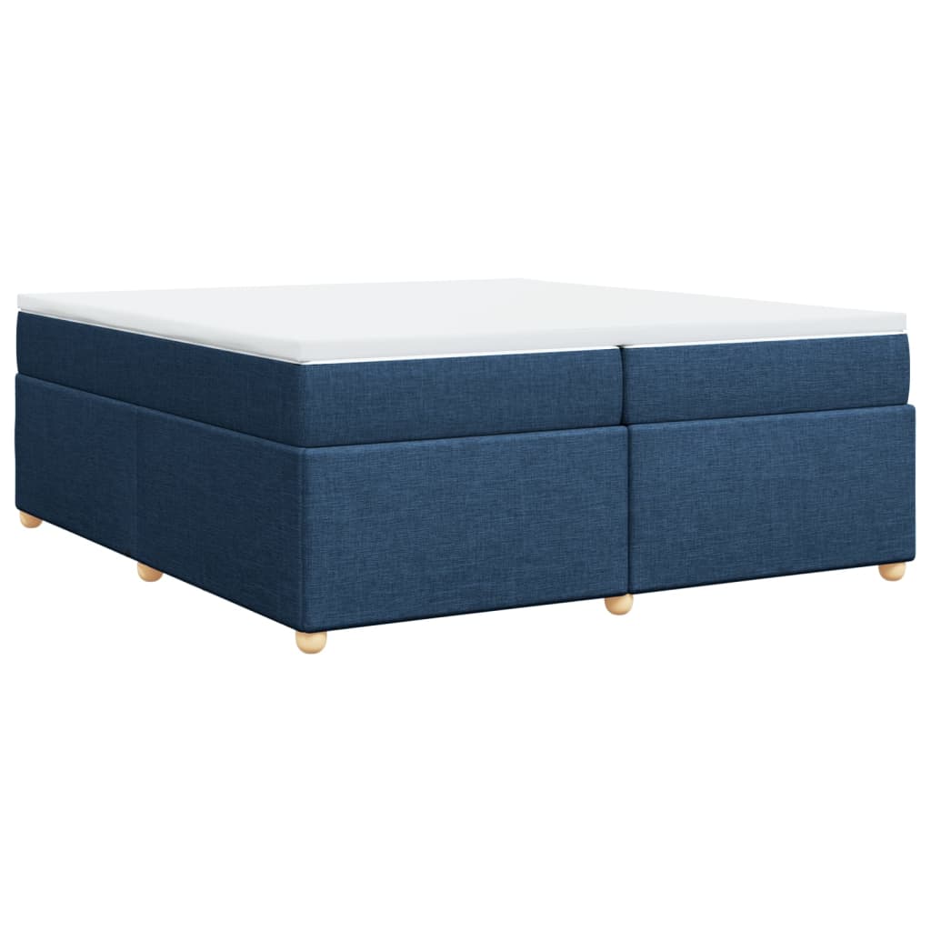Κρεβάτι Boxspring με Στρώμα Μπλε 200x200 εκ. Υφασμάτινο