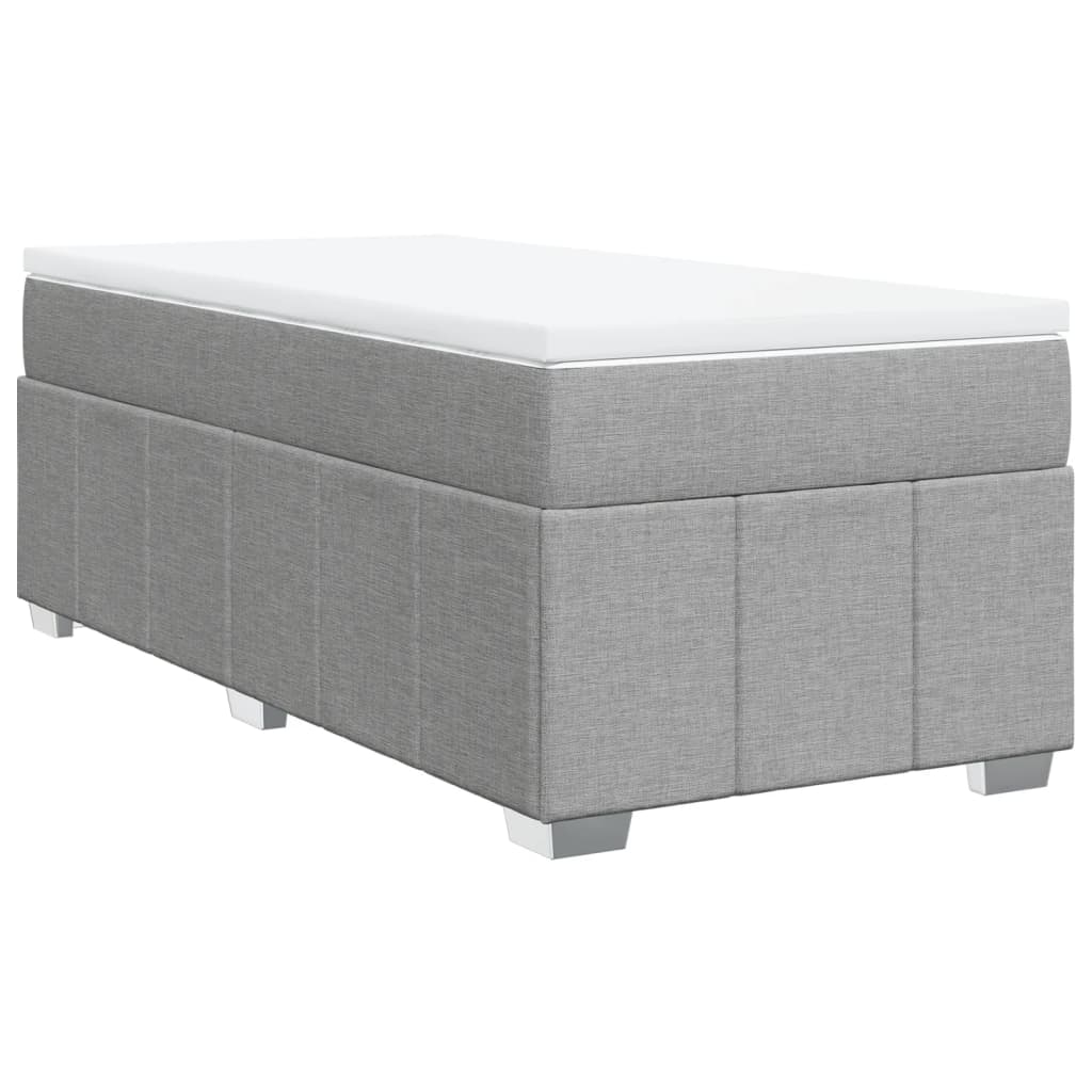Κρεβάτι Boxspring με Στρώμα Ανοιχτό Γκρι 80x200 εκ. Υφασμάτινο
