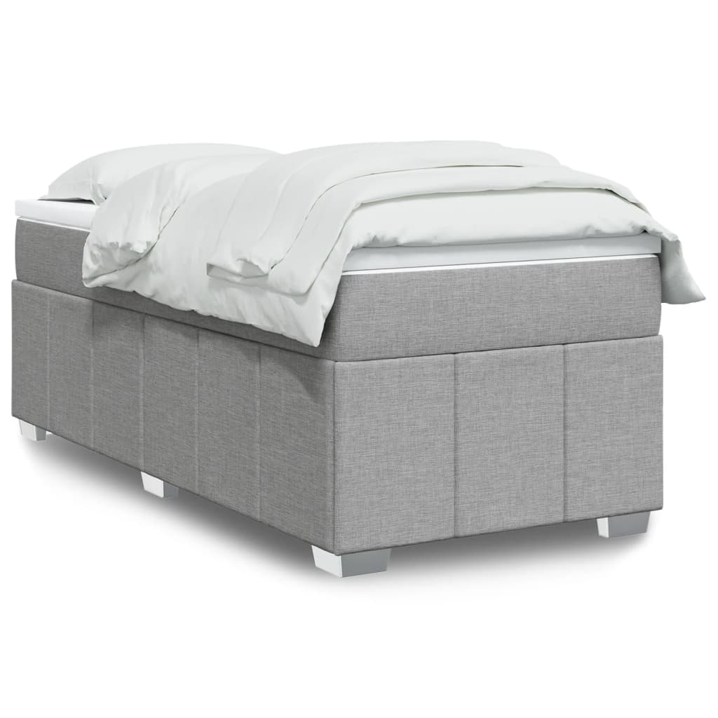 Κρεβάτι Boxspring με Στρώμα Ανοιχτό Γκρι 80x200 εκ. Υφασμάτινο