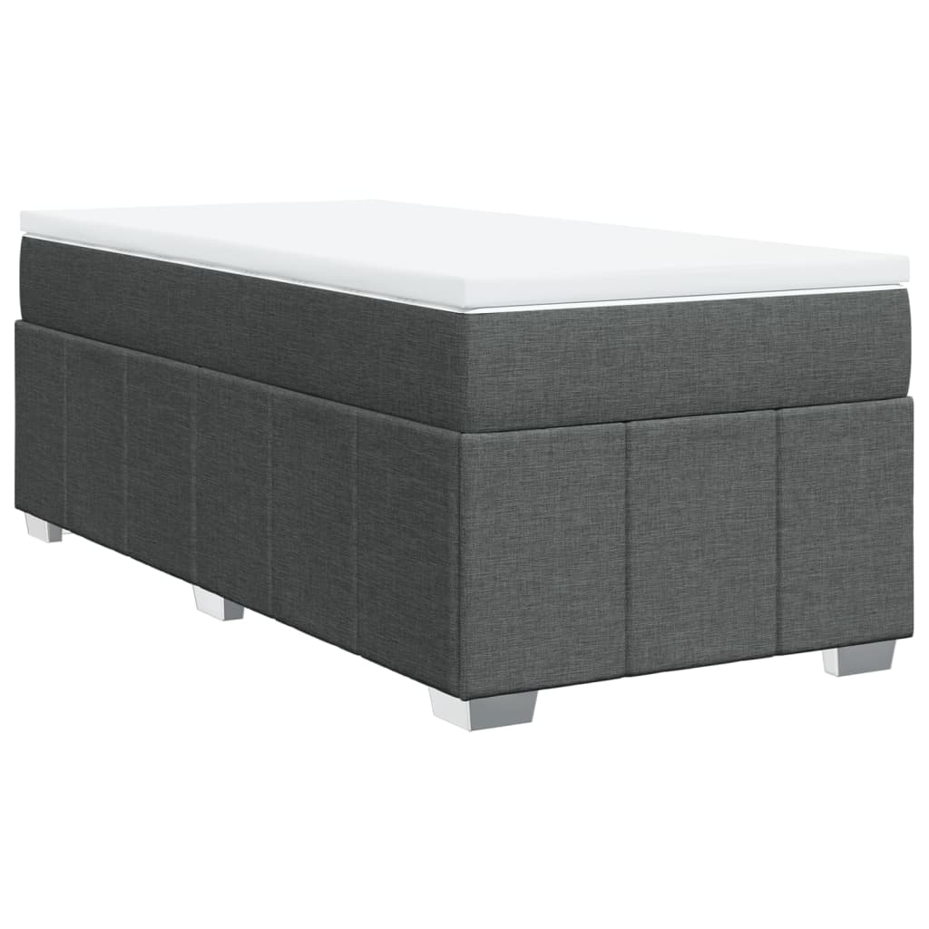 Κρεβάτι Boxspring με Στρώμα Σκούρο Γκρι 80x200 εκ. Υφασμάτινο
