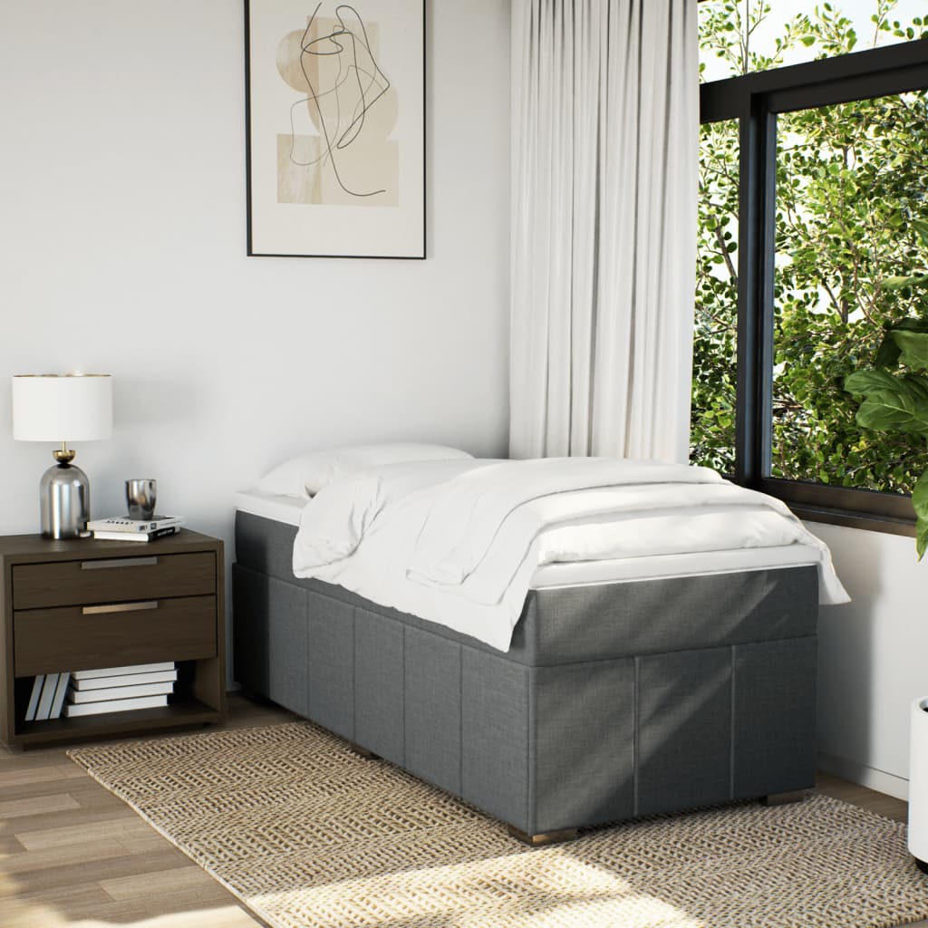 Κρεβάτι Boxspring με Στρώμα Σκούρο Γκρι 80x200 εκ. Υφασμάτινο