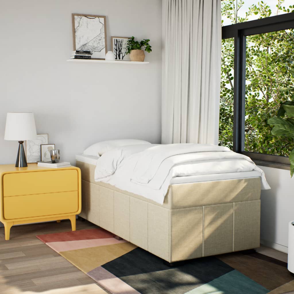 Κρεβάτι Boxspring με Στρώμα Κρεμ 80 x 200 εκ. Υφασμάτινο