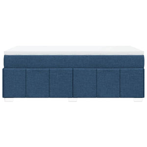 Κρεβάτι Boxspring με Στρώμα Μπλε 80x200 εκ. Υφασμάτινο - Pakobazaar