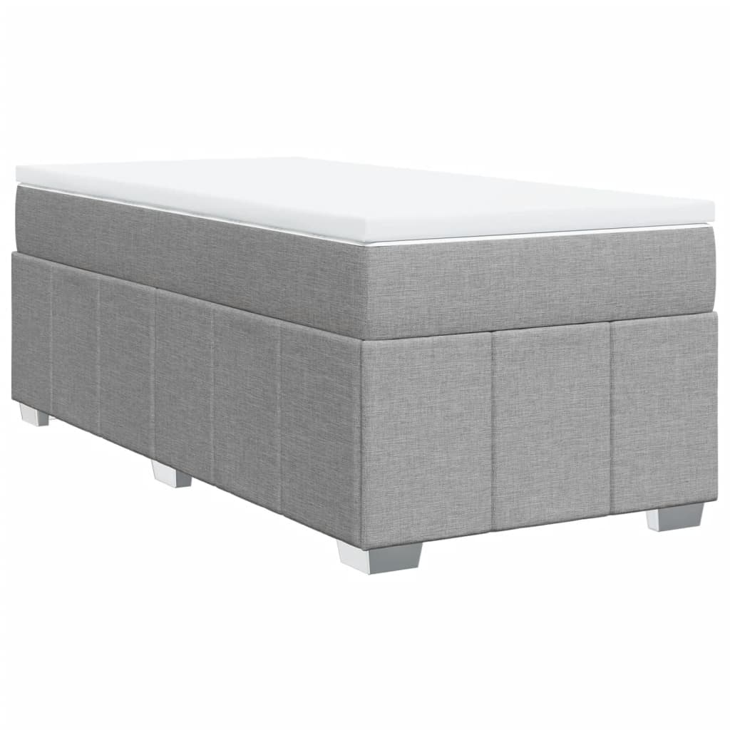 Κρεβάτι Boxspring με Στρώμα Ανοιχτό Γκρι 90x190 εκ. Υφασμάτινο - Pakobazaar