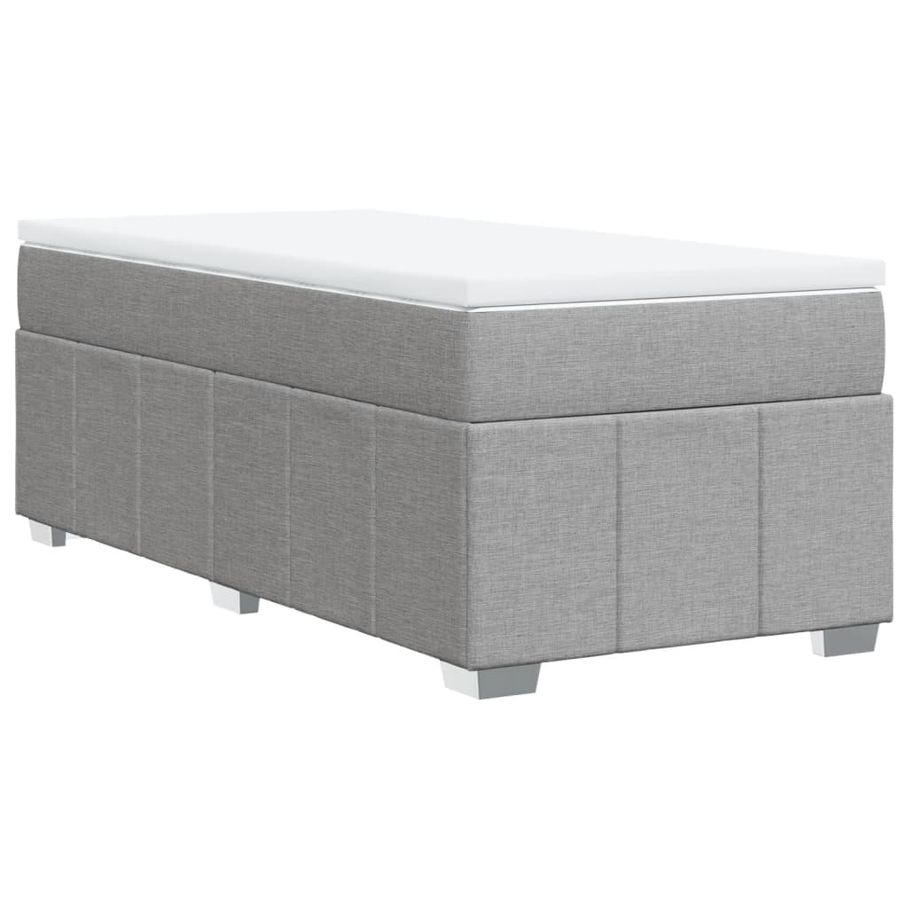 Κρεβάτι Boxspring με Στρώμα Ανοιχτό Γκρι 90x190 εκ. Υφασμάτινο - Pakobazaar