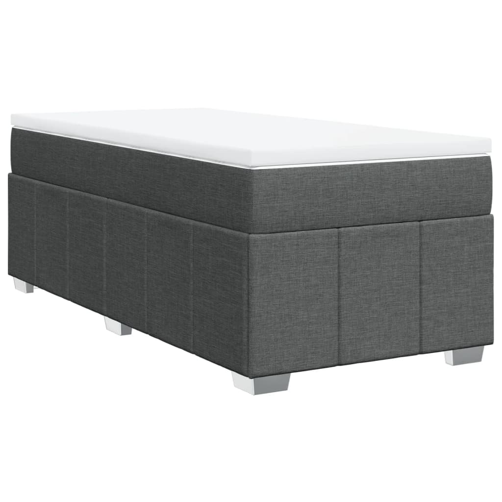 Κρεβάτι Boxspring με Στρώμα Σκούρο Γκρι 90x190 εκ. Υφασμάτινο - Pakobazaar