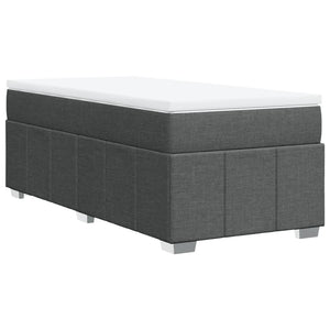 Κρεβάτι Boxspring με Στρώμα Σκούρο Γκρι 90x190 εκ. Υφασμάτινο - Pakobazaar