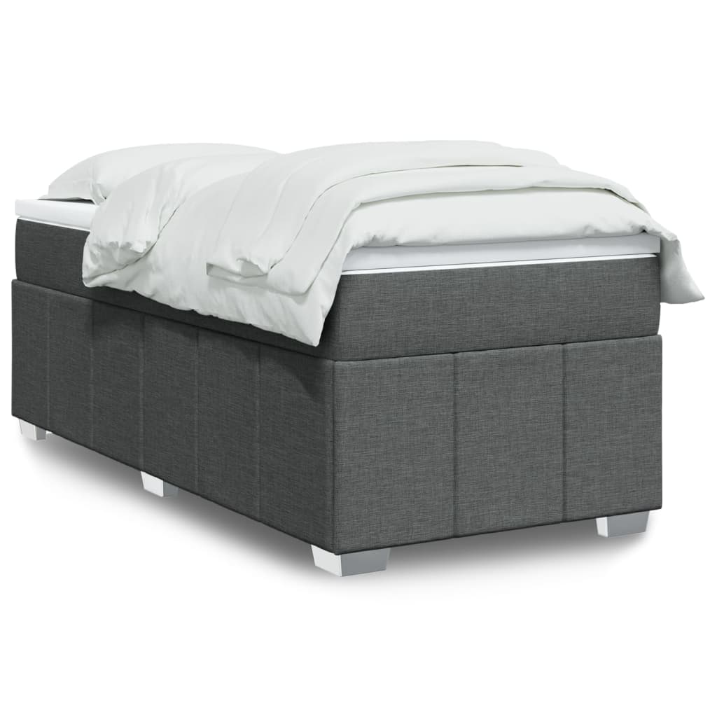 Κρεβάτι Boxspring με Στρώμα Σκούρο Γκρι 90x190 εκ. Υφασμάτινο - Pakobazaar