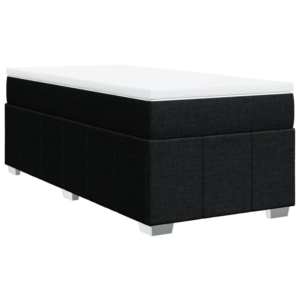 Κρεβάτι Boxspring με Στρώμα Μαύρο 90x190 εκ.Υφασμάτινο
