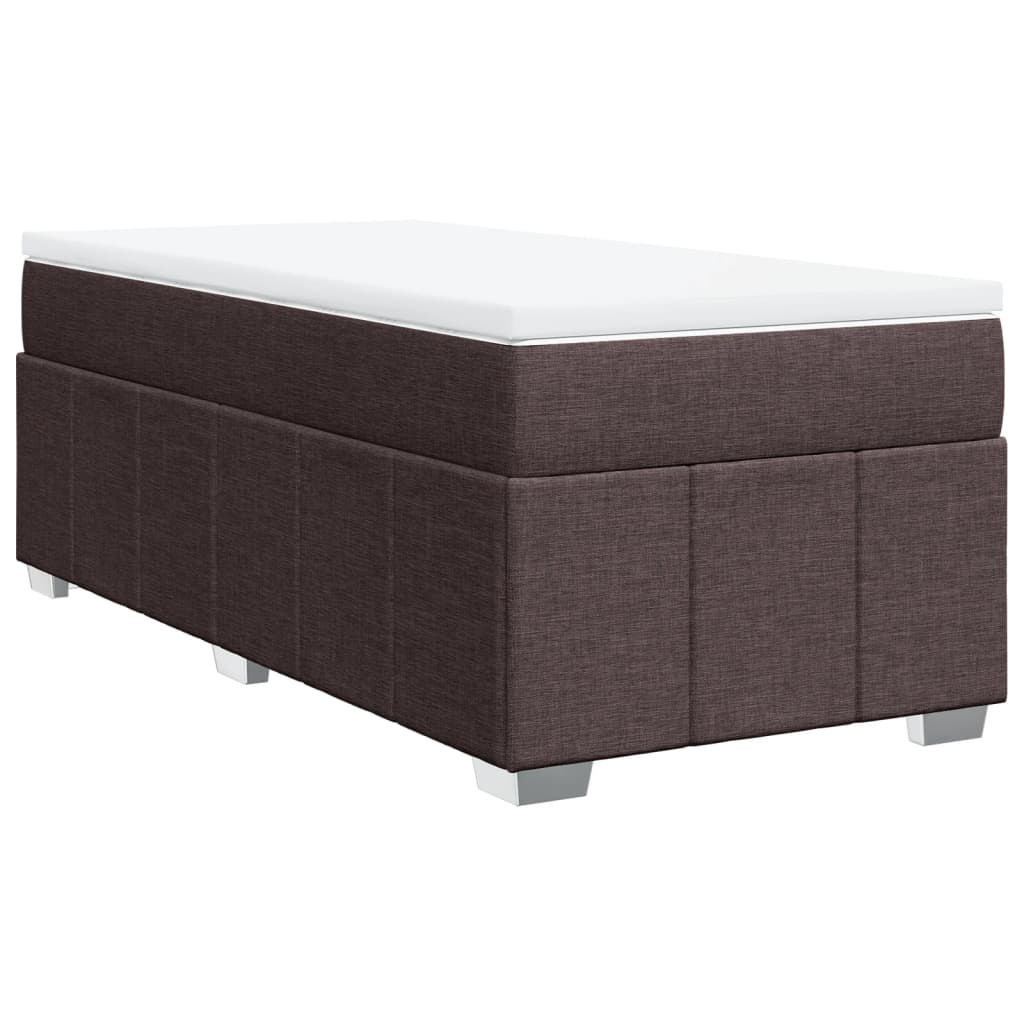 Κρεβάτι Boxspring με Στρώμα Σκούρο Καφέ 90x190 εκ. Υφασμάτινο - Pakobazaar