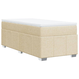 Κρεβάτι Boxspring με Στρώμα Κρεμ 90x190 εκ.Υφασμάτινο - Pakobazaar