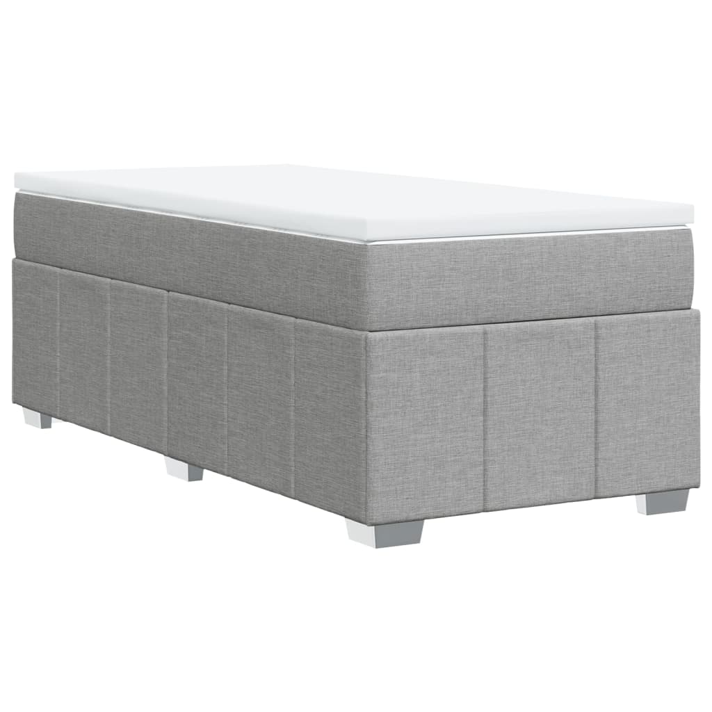 Κρεβάτι Boxspring με Στρώμα Ανοιχτό Γκρι 90x200 εκ. Υφασμάτινο - Pakobazaar