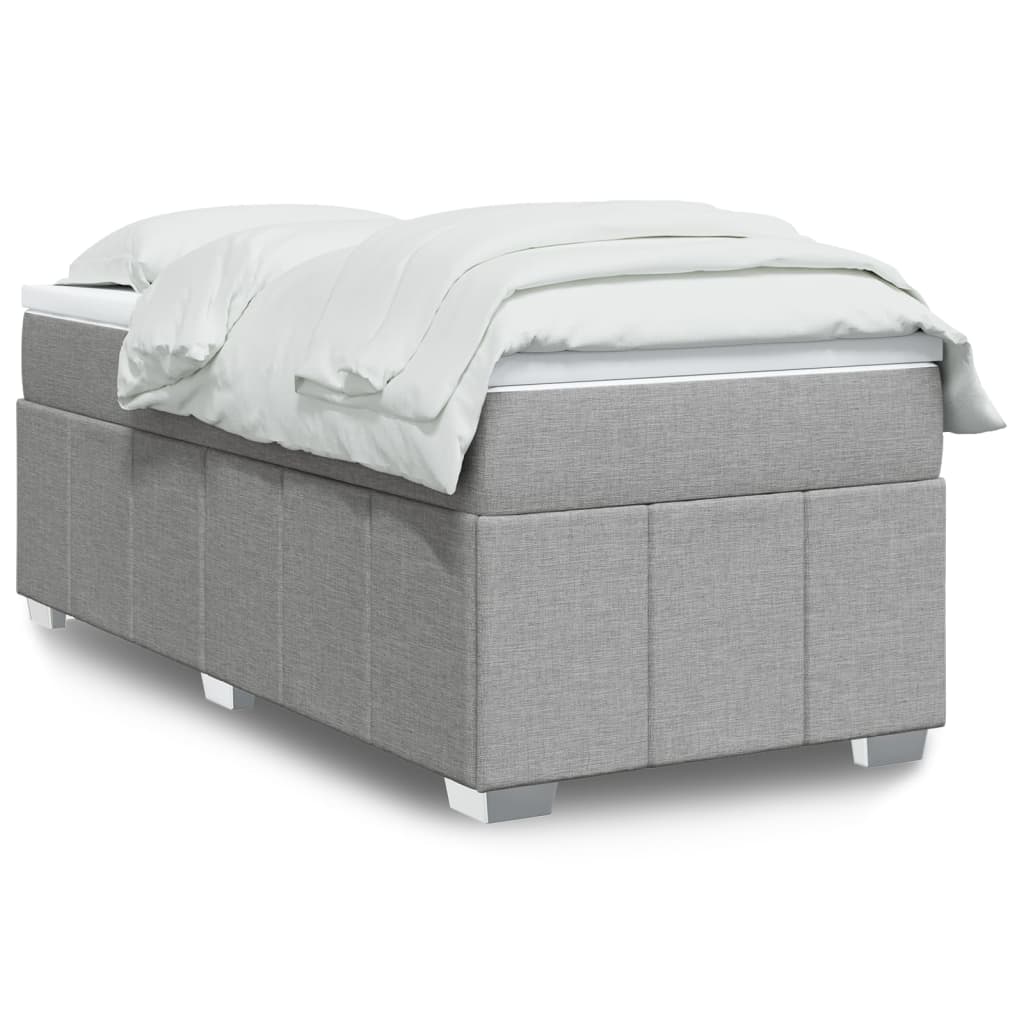Κρεβάτι Boxspring με Στρώμα Ανοιχτό Γκρι 90x200 εκ. Υφασμάτινο - Pakobazaar