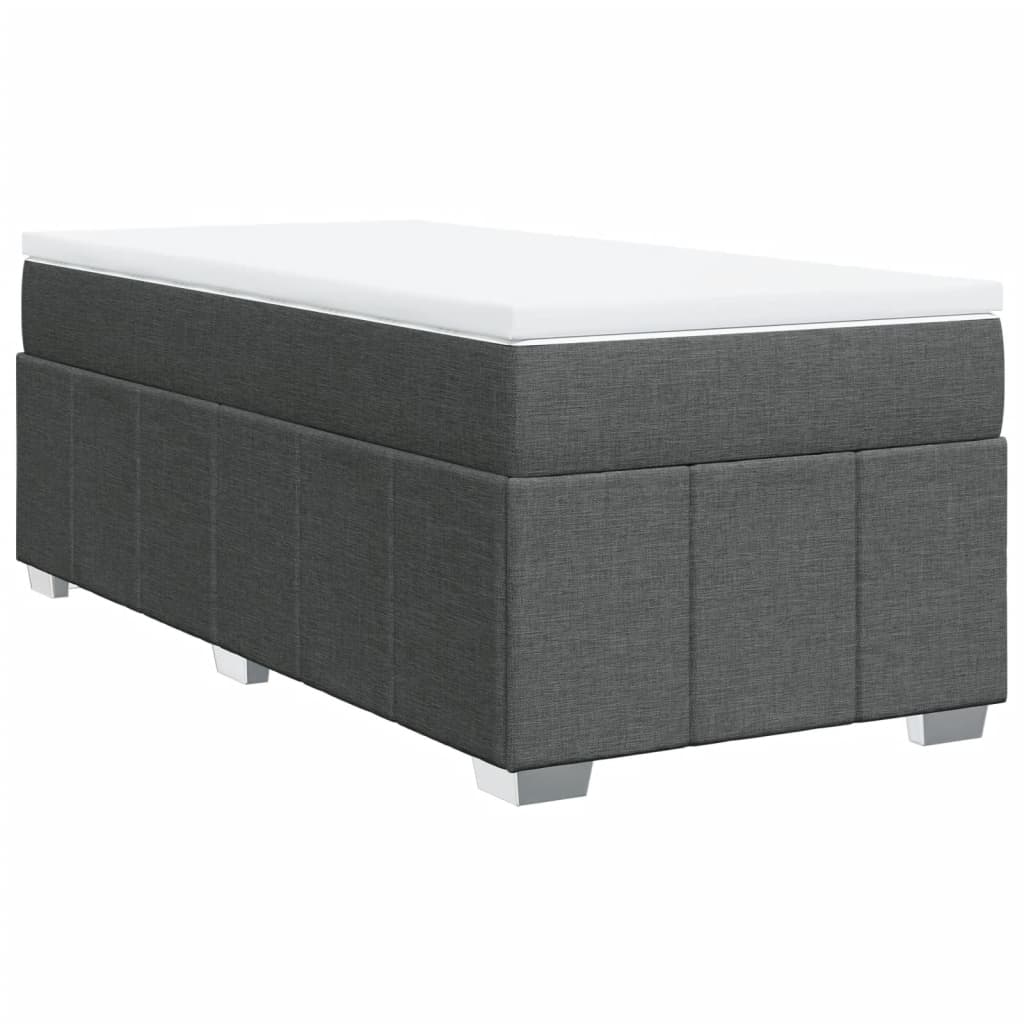 Κρεβάτι Boxspring με Στρώμα Σκούρο Γκρι 90x200 εκ. Υφασμάτινο - Pakobazaar
