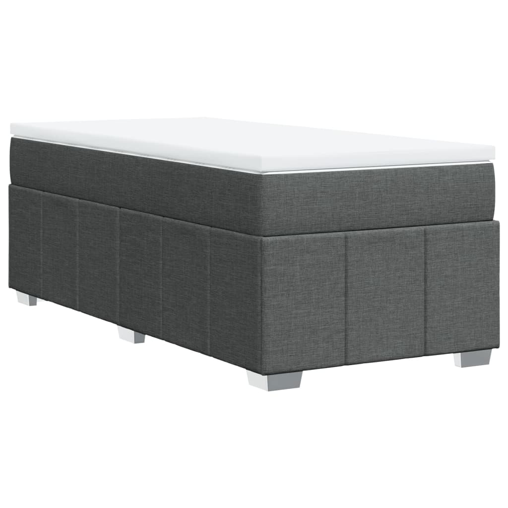 Κρεβάτι Boxspring με Στρώμα Σκούρο Γκρι 90x200 εκ. Υφασμάτινο - Pakobazaar