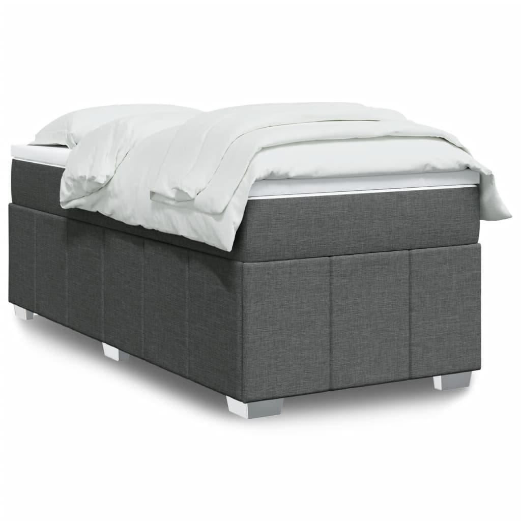 Κρεβάτι Boxspring με Στρώμα Σκούρο Γκρι 90x200 εκ. Υφασμάτινο - Pakobazaar