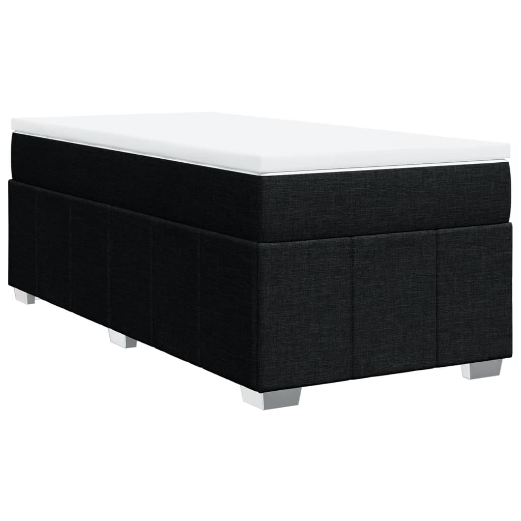 Κρεβάτι Boxspring με Στρώμα Μαύρο 90x200 εκ. Υφασμάτινο