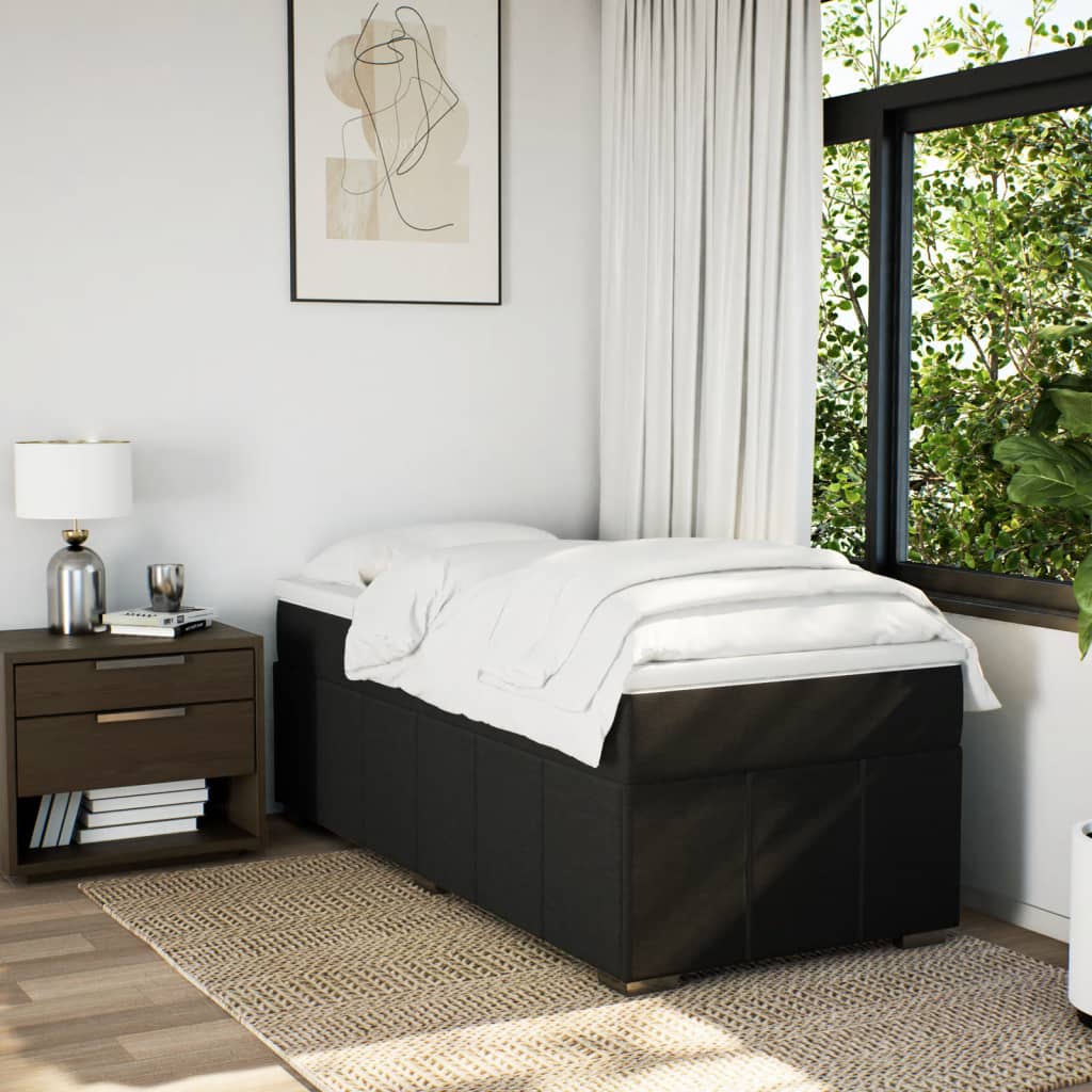 Κρεβάτι Boxspring με Στρώμα Μαύρο 90x200 εκ. Υφασμάτινο
