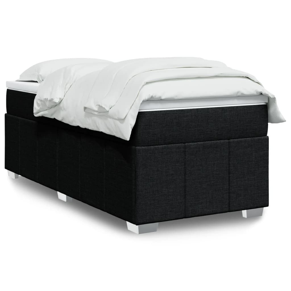 Κρεβάτι Boxspring με Στρώμα Μαύρο 90x200 εκ. Υφασμάτινο