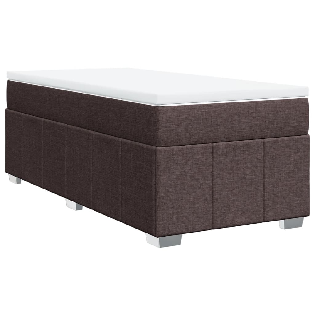 Κρεβάτι Boxspring με Στρώμα Σκούρο Καφέ 90x200 εκ. Υφασμάτινο - Pakobazaar