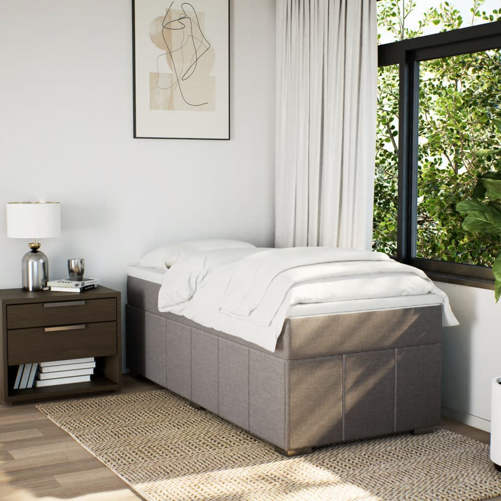 Κρεβάτι Boxspring με Στρώμα Taupe 90x200 εκ. Υφασμάτινο - Pakobazaar