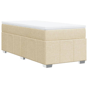 Κρεβάτι Boxspring με Στρώμα Κρεμ 90x200 εκ.Υφασμάτινο - Pakobazaar