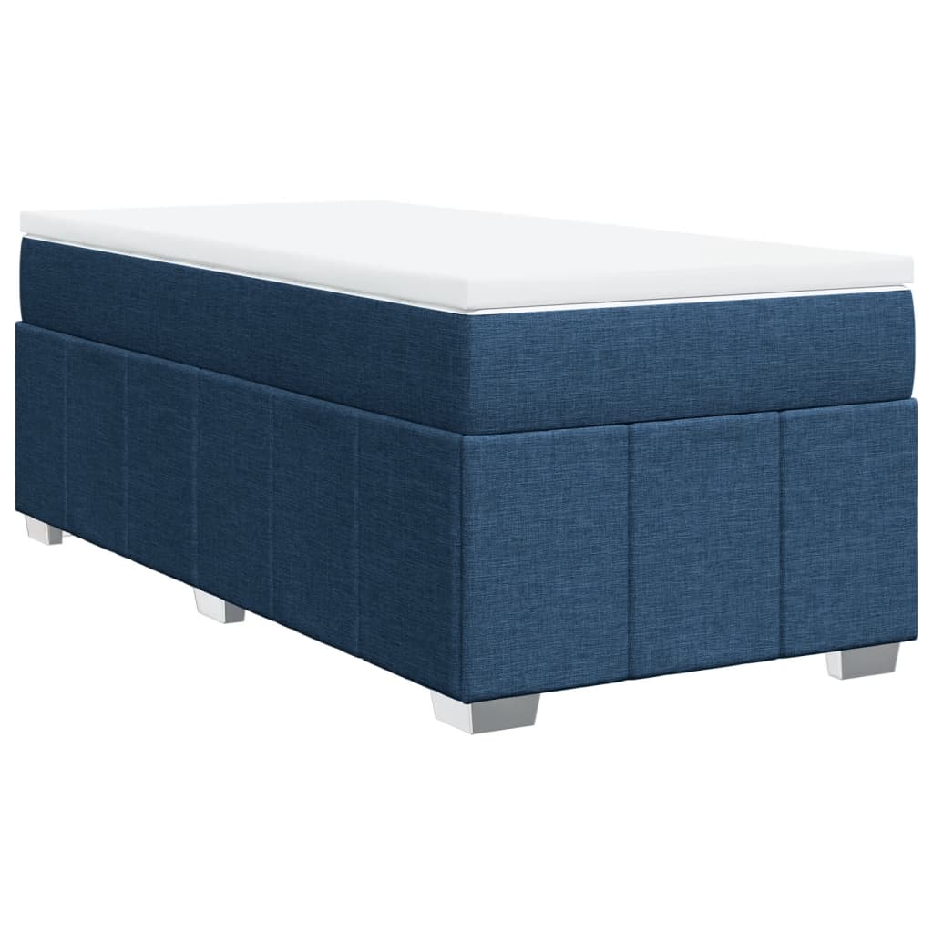 Κρεβάτι Boxspring με Στρώμα Μπλε 90x200 εκ.Υφασμάτινο - Pakobazaar