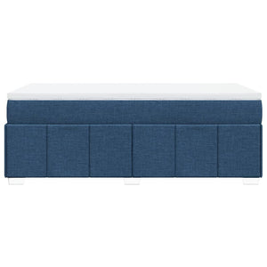 Κρεβάτι Boxspring με Στρώμα Μπλε 90x200 εκ.Υφασμάτινο - Pakobazaar