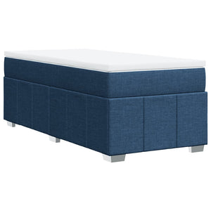 Κρεβάτι Boxspring με Στρώμα Μπλε 90x200 εκ.Υφασμάτινο - Pakobazaar