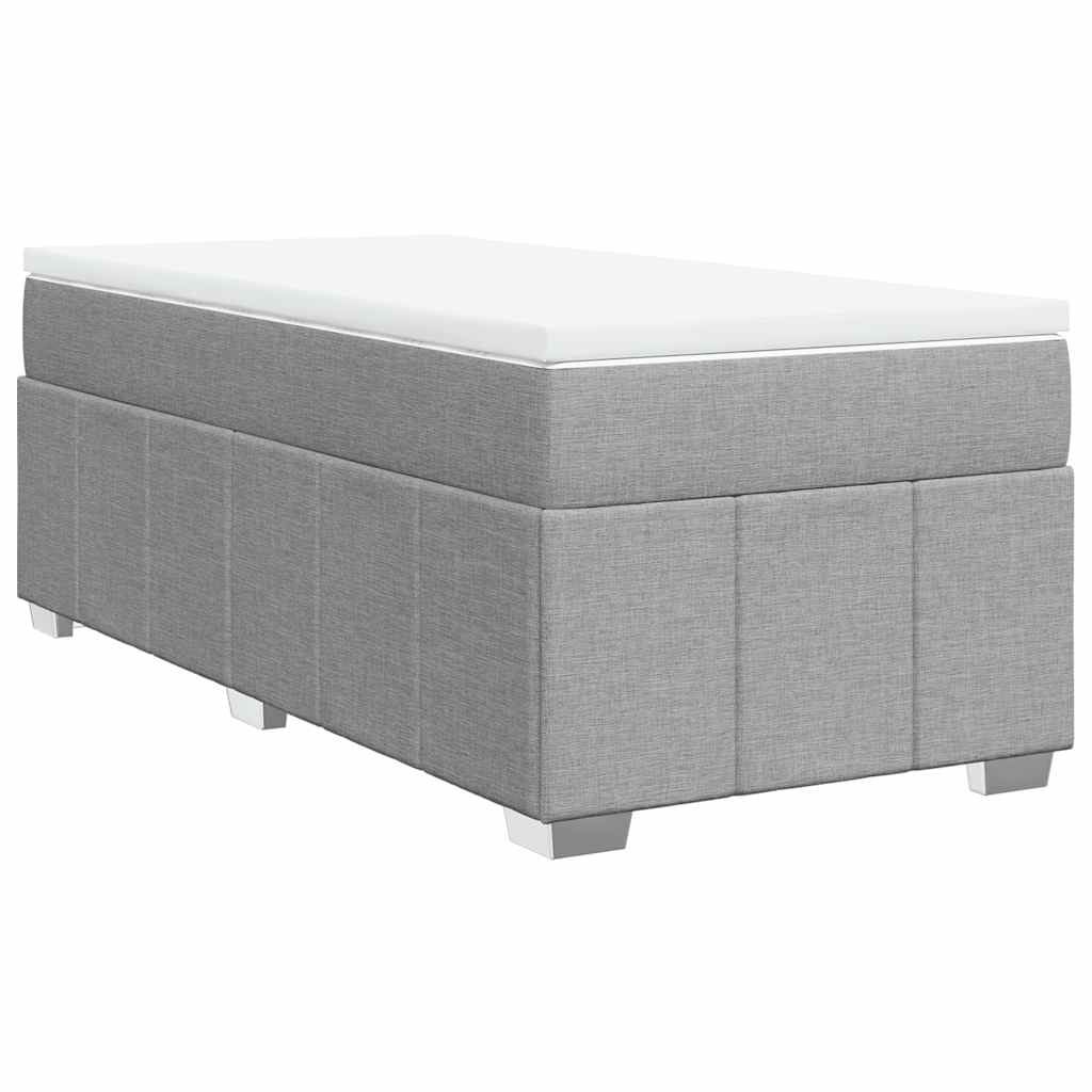Κρεβάτι Boxspring με Στρώμα Ανοιχτό Γκρι 100x200 εκ. Υφασμάτινο - Pakobazaar