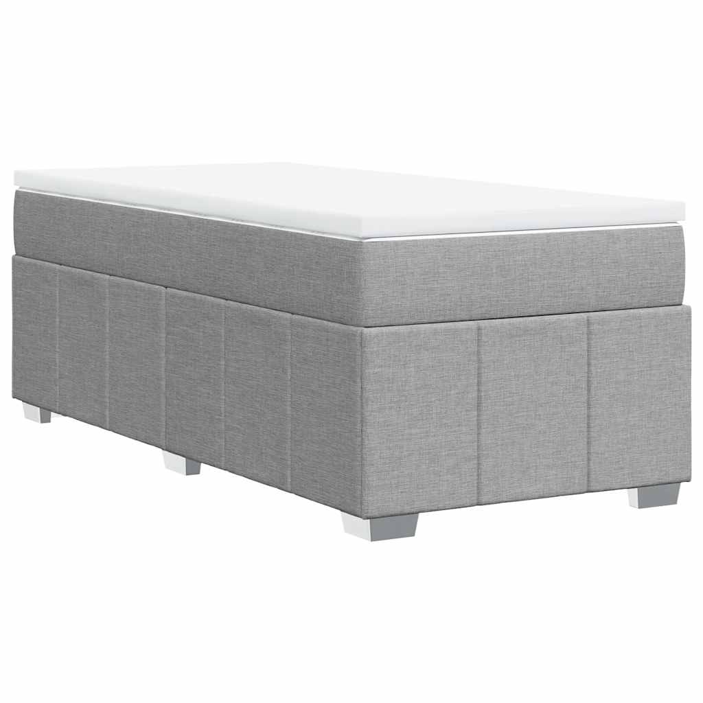Κρεβάτι Boxspring με Στρώμα Ανοιχτό Γκρι 100x200 εκ. Υφασμάτινο - Pakobazaar