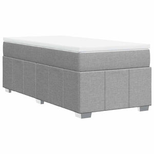 Κρεβάτι Boxspring με Στρώμα Ανοιχτό Γκρι 100x200 εκ. Υφασμάτινο - Pakobazaar