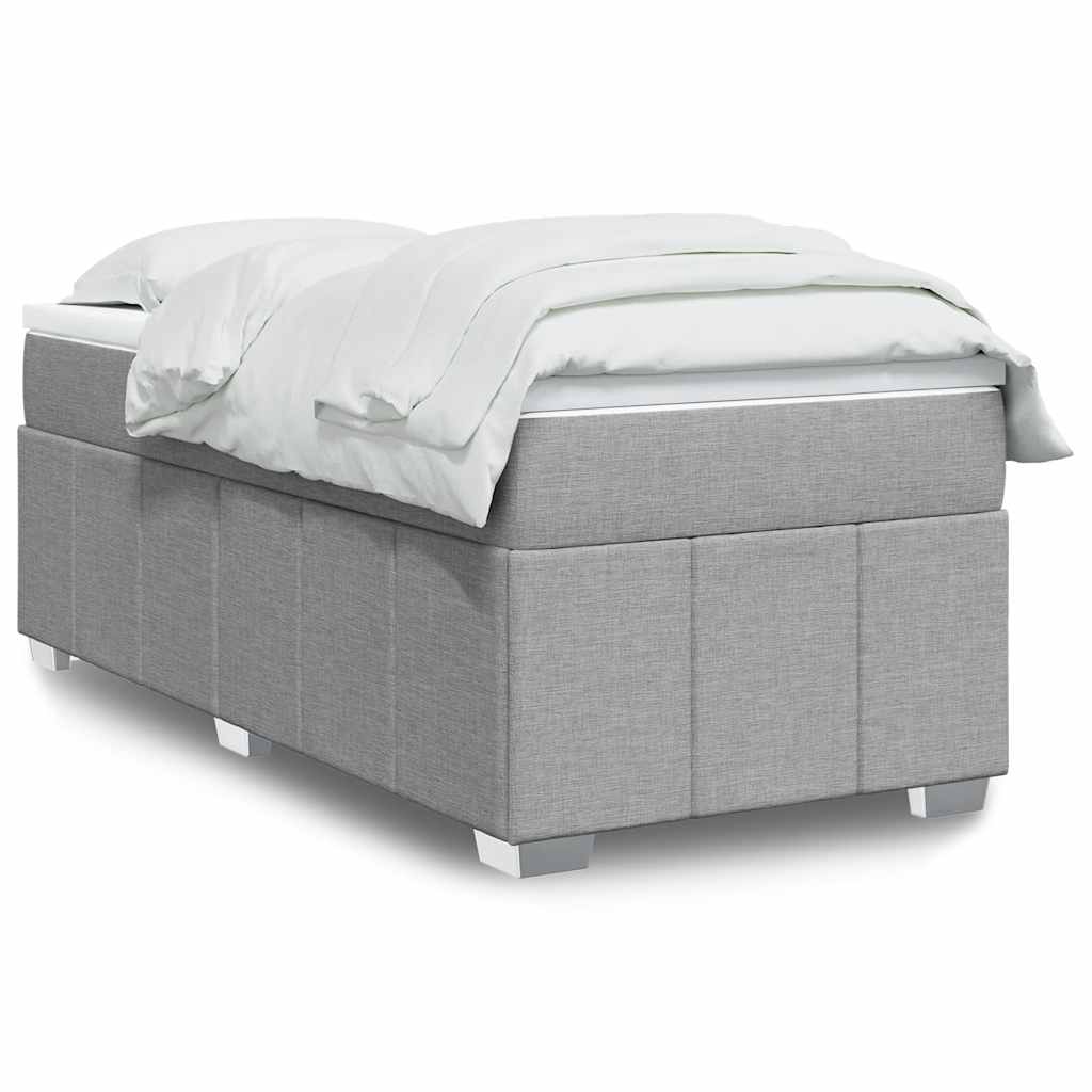 Κρεβάτι Boxspring με Στρώμα Ανοιχτό Γκρι 100x200 εκ. Υφασμάτινο - Pakobazaar
