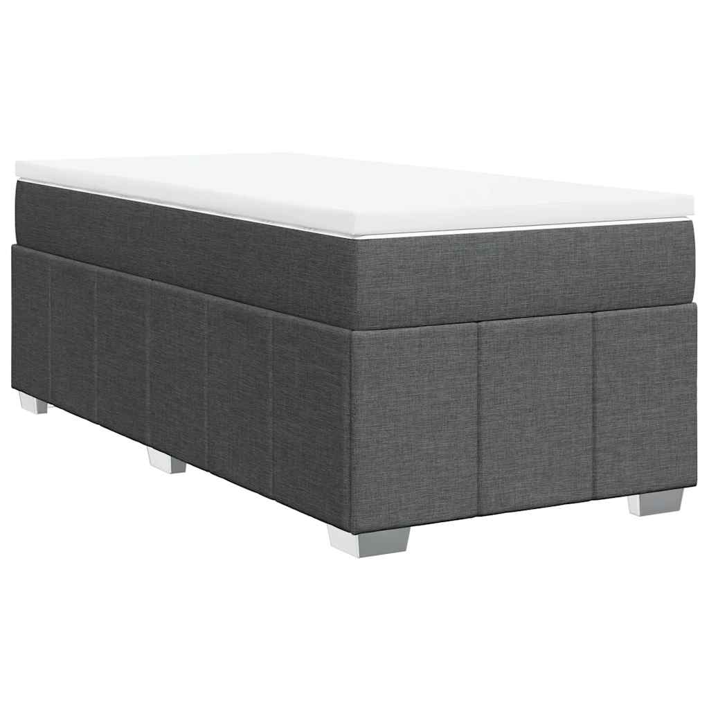 Κρεβάτι Boxspring με Στρώμα Σκούρο Γκρι 100x200 εκ. Υφασμάτινο - Pakobazaar