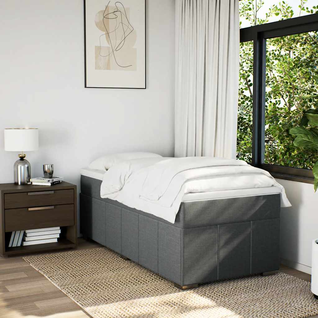 Κρεβάτι Boxspring με Στρώμα Σκούρο Γκρι 100x200 εκ. Υφασμάτινο - Pakobazaar
