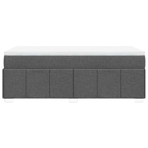 Κρεβάτι Boxspring με Στρώμα Σκούρο Γκρι 100x200 εκ. Υφασμάτινο - Pakobazaar