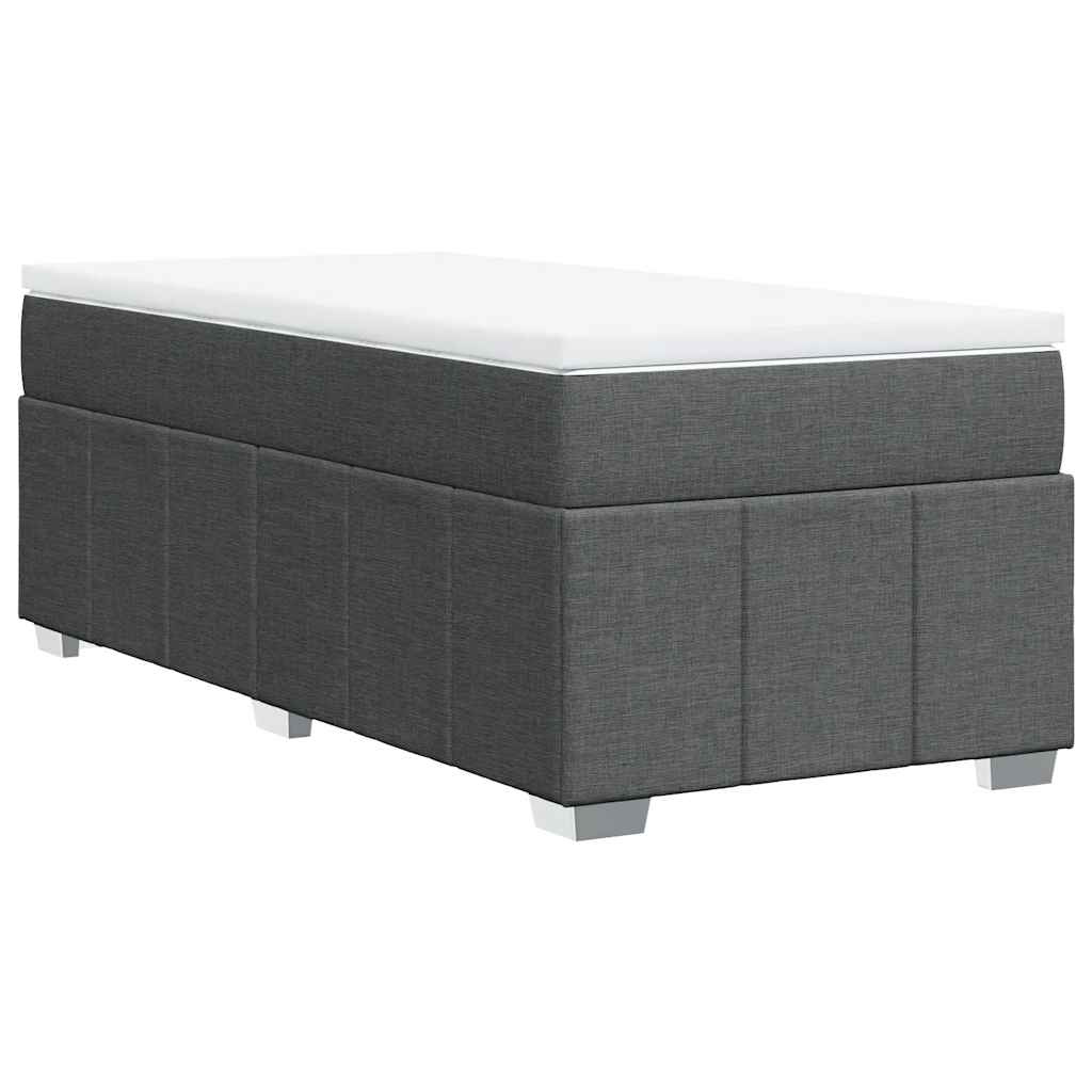Κρεβάτι Boxspring με Στρώμα Σκούρο Γκρι 100x200 εκ. Υφασμάτινο - Pakobazaar