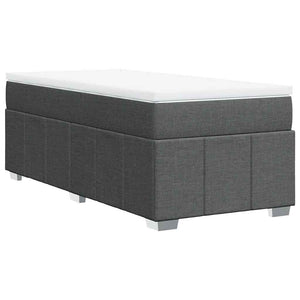Κρεβάτι Boxspring με Στρώμα Σκούρο Γκρι 100x200 εκ. Υφασμάτινο - Pakobazaar