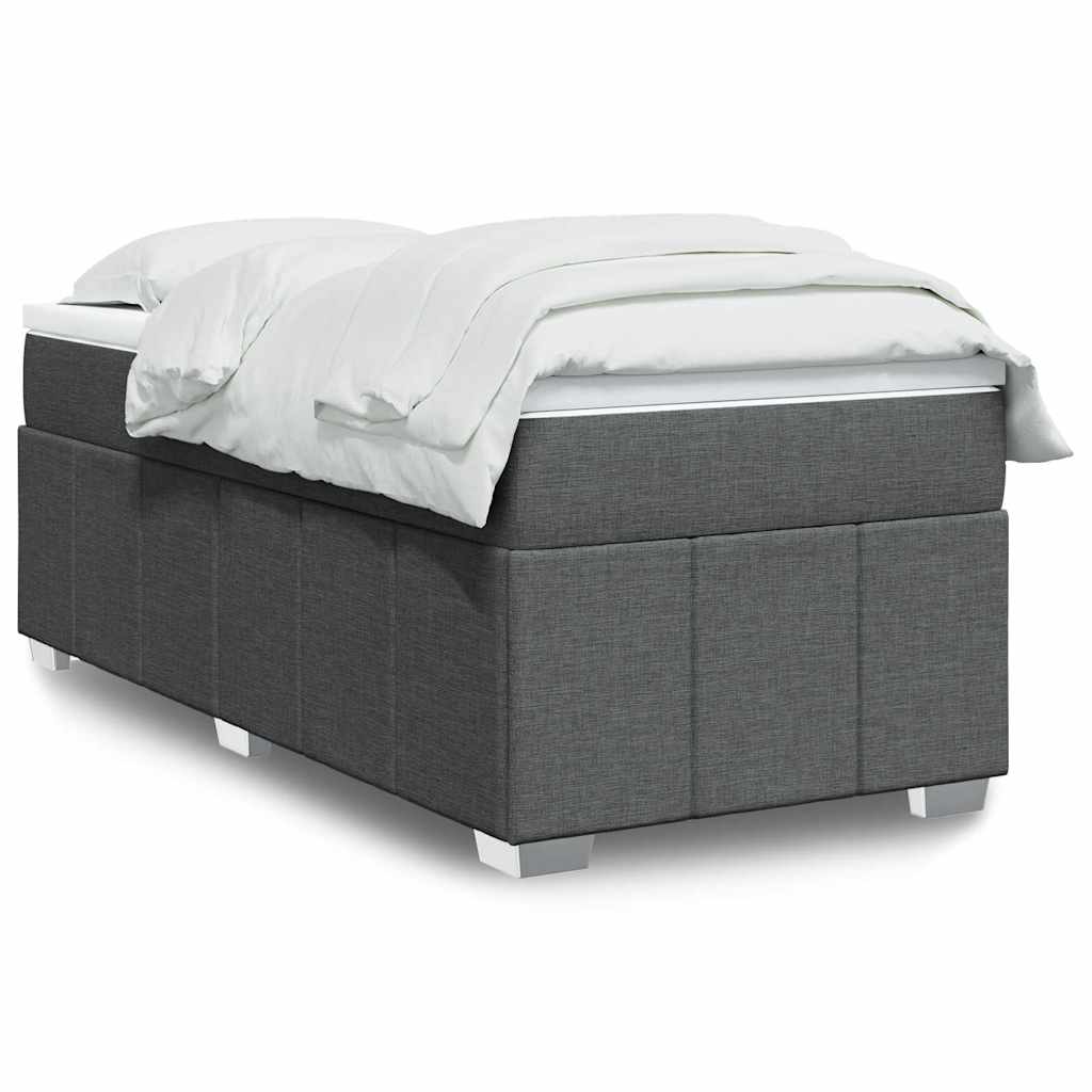 Κρεβάτι Boxspring με Στρώμα Σκούρο Γκρι 100x200 εκ. Υφασμάτινο - Pakobazaar