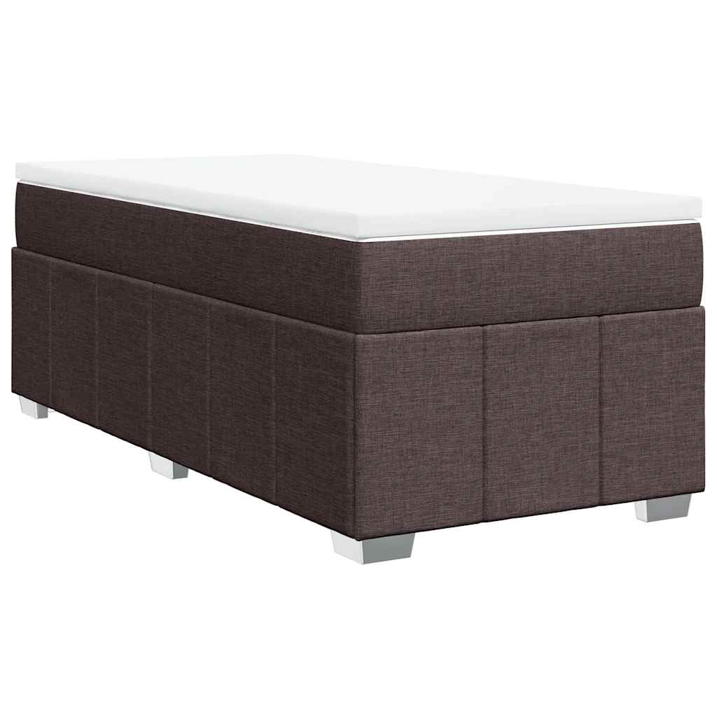 Κρεβάτι Boxspring με Στρώμα Σκούρο Καφέ 100x200 εκ. Υφασμάτινο - Pakobazaar