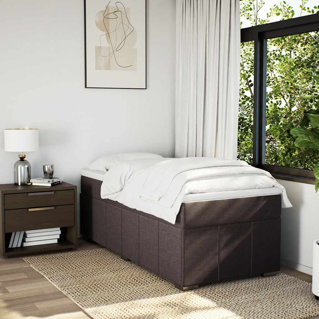 Κρεβάτι Boxspring με Στρώμα Σκούρο Καφέ 100x200 εκ. Υφασμάτινο - Pakobazaar