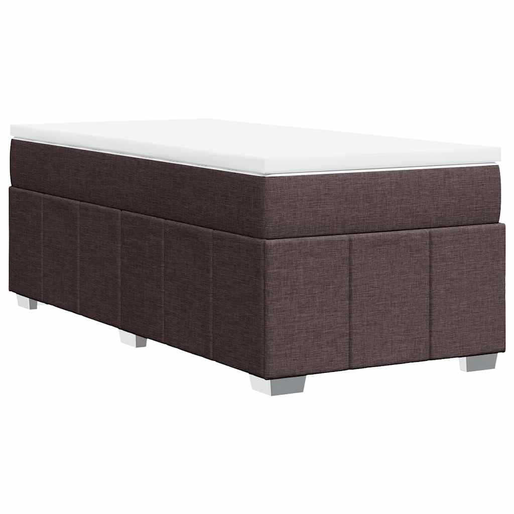 Κρεβάτι Boxspring με Στρώμα Σκούρο Καφέ 100x200 εκ. Υφασμάτινο - Pakobazaar