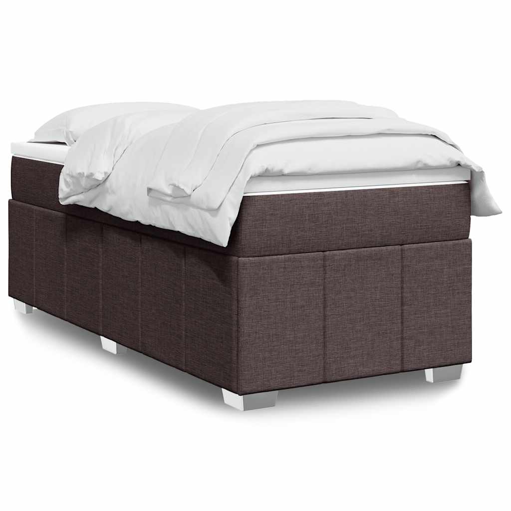 Κρεβάτι Boxspring με Στρώμα Σκούρο Καφέ 100x200 εκ. Υφασμάτινο - Pakobazaar