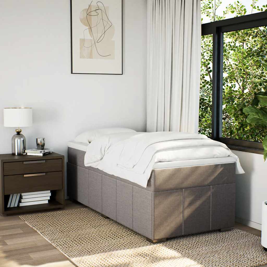 Κρεβάτι Boxspring με Στρώμα Taupe 100 x 200 εκ. Υφασμάτινο - Pakobazaar