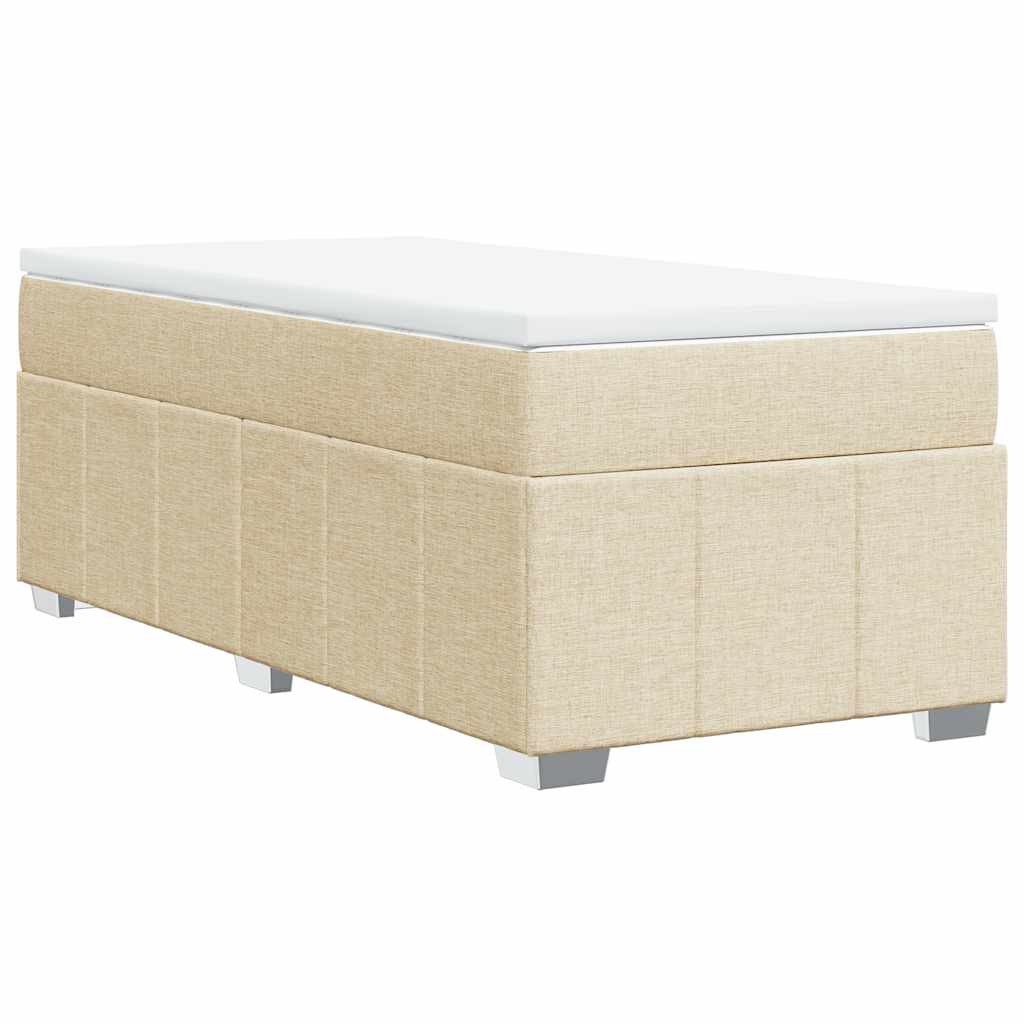 Κρεβάτι Boxspring με Στρώμα Κρεμ 100 x 200 εκ. Υφασμάτινο - Pakobazaar