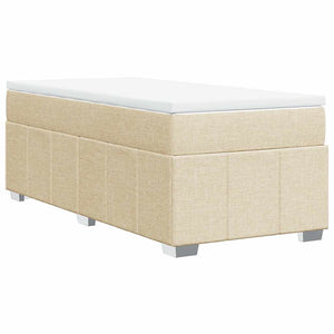 Κρεβάτι Boxspring με Στρώμα Κρεμ 100 x 200 εκ. Υφασμάτινο - Pakobazaar