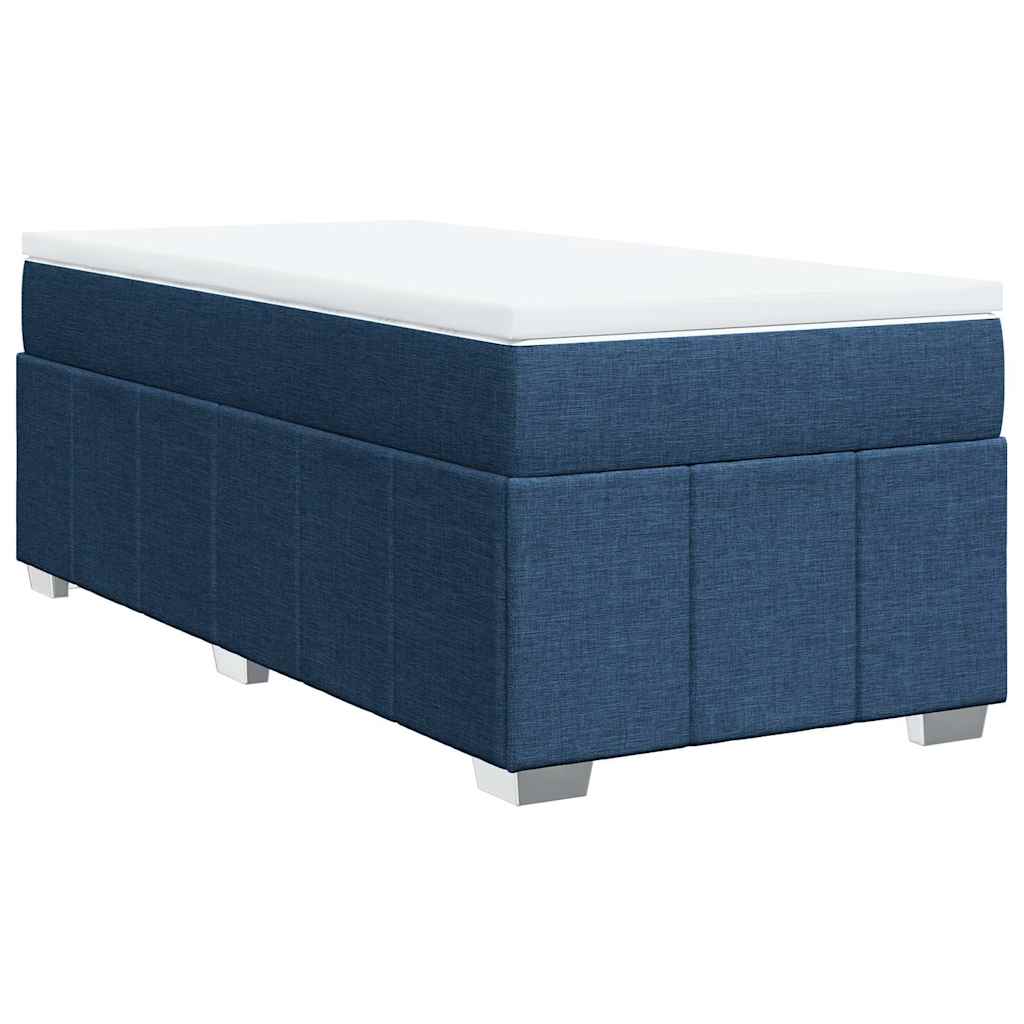Κρεβάτι Boxspring με Στρώμα Μπλε 100 x 200 εκ. Υφασμάτινο - Pakobazaar